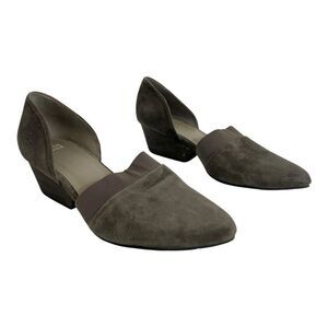 Eileen Fisher Womens Size 11 Gray Suede Hilly Wedge d'Orsay Pump
